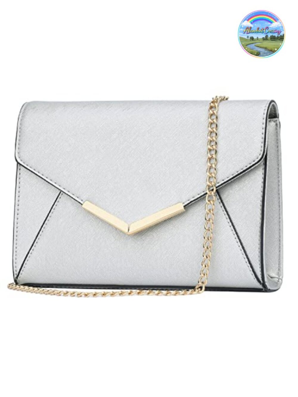 Faux Leather Evening Clutch Magnetic Snap Detachable Chain Crossbody